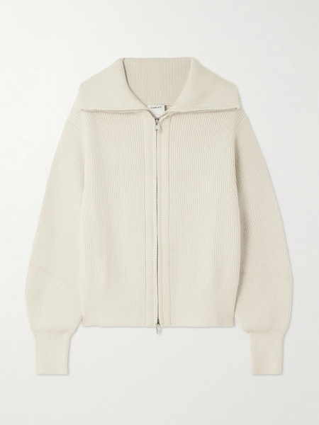  Varley Varley - Enrico Ribbed-knit Turtleneck Cardigan - Cream 