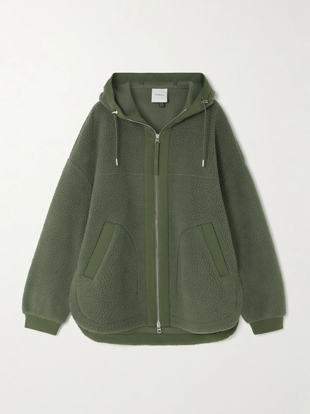  Varley Varley - Fey Hooded Jersey-trimmed Recycled-fleece Jacket - Green 