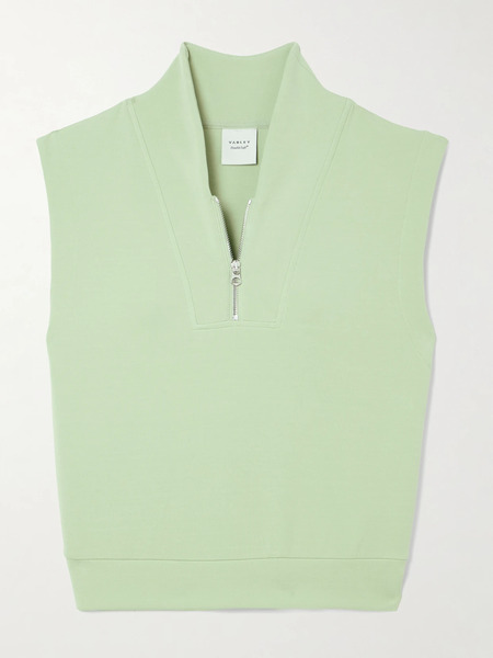  Varley Varley - Loretta Jersey Sleeveless Half-zip Sweatshirt - Sage Green 