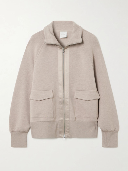  Varley Varley - Roxbury Satin-trimmed Doublesoft® Zip-up Sweatshirt - Gray 