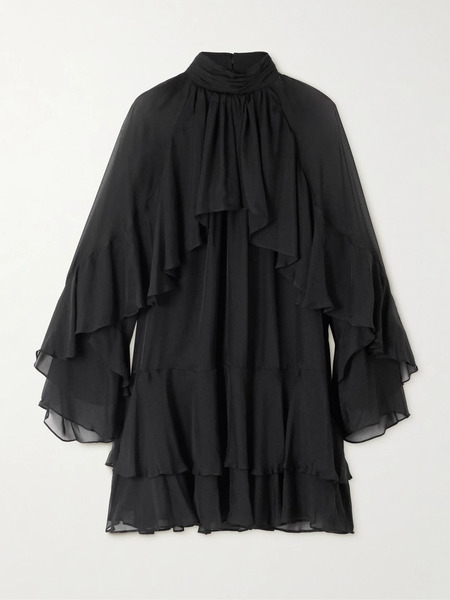 Veronica Beard Veronica Beard - Adlington Tiered Ruffled Silk-chiffon Mini Dress - Black 