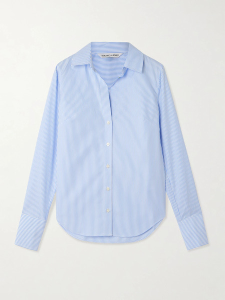  Veronica Beard Veronica Beard - Amelia Striped Cotton-poplin Shirt - Blue 