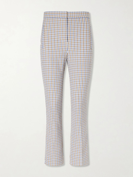 Veronica Beard Veronica Beard - Arte Checked Cotton-seersucker Skinny Pants - Blue 