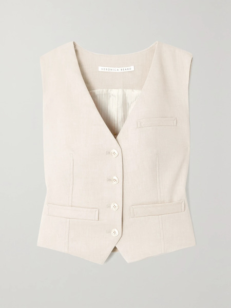  Veronica Beard Veronica Beard - Bennett Linen-blend Twill Vest - Off-white 