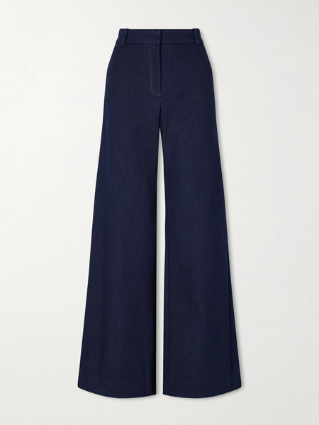  Veronica Beard Veronica Beard - Crue Cotton-blend Wide-leg Pants - Indigo 