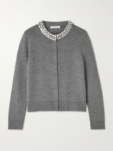  Veronica Beard Veronica Beard - Daro Crystal-embellished Wool Cardigan - Gray 