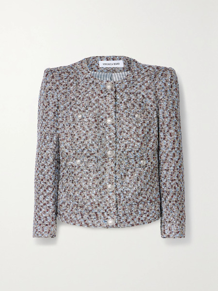  Veronica Beard Veronica Beard - Ferazia Metallic Button-embellished Tweed Jacket - Silver 