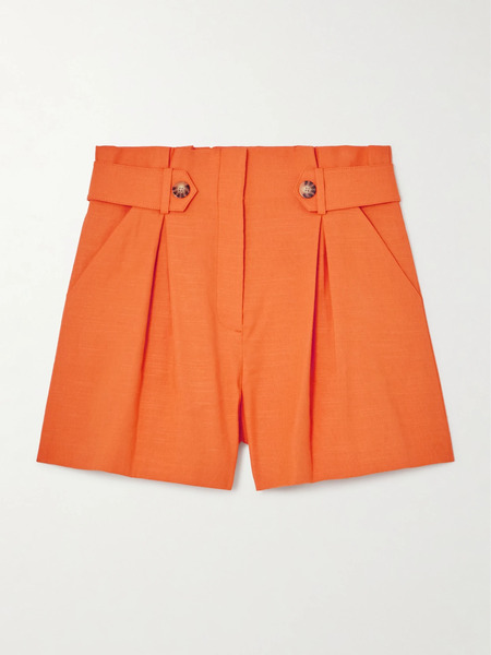  Veronica Beard Veronica Beard - Franzi Pleated Linen-blend Shorts - Orange 