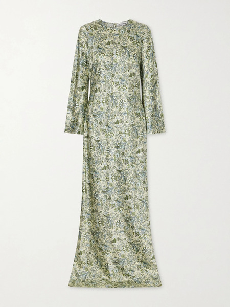  Veronica Beard Veronica Beard - Gemma Printed Silk-blend Satin Maxi Dress - Green 