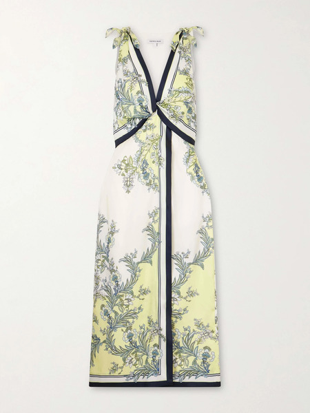  Veronica Beard Veronica Beard - Kaliza Twisted Floral-print Twill Midi Dress - Green 