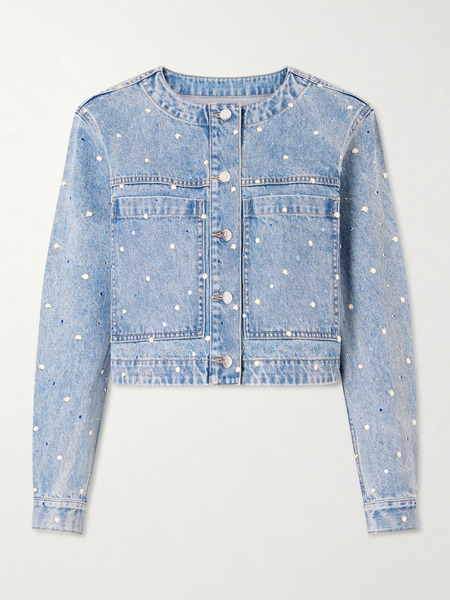  Veronica Beard Veronica Beard - Lowry Cropped Embellished Denim Jacket - Mid Denim 