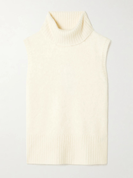  Veronica Beard Veronica Beard - Mazzy Brushed-cashmere Turtleneck Tank - Ivory 