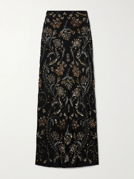  Veronica Beard Veronica Beard - Medina Embellished Crepe Maxi Skirt - Black 