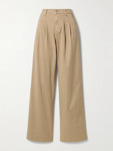  Veronica Beard Veronica Beard - Mia Pleated Cotton-blend Twill Wide-leg Pants - Beige 
