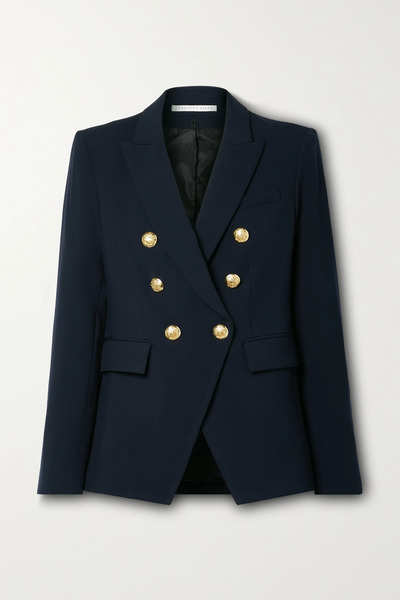  Veronica Beard Veronica Beard - Miller Dickey Double-breasted Grain De Poudre Blazer - Midnight Blue 