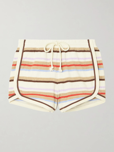  Veronica Beard Veronica Beard - Mulberry Striped Cotton-blend Terry Shorts - Cream 