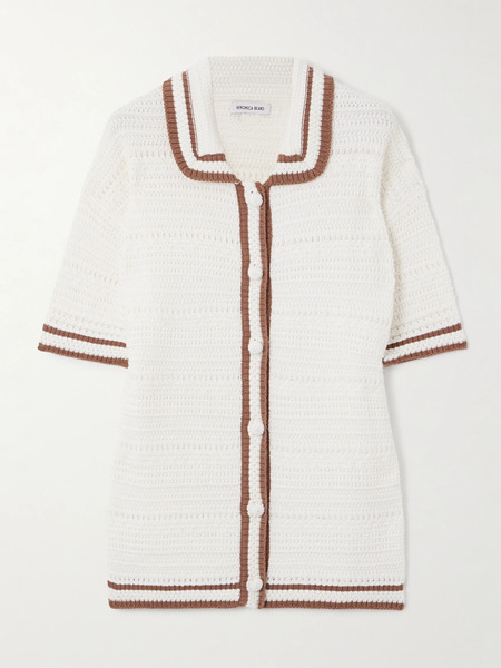  Veronica Beard Veronica Beard - Striped Cotton Cardigan - Off-white 
