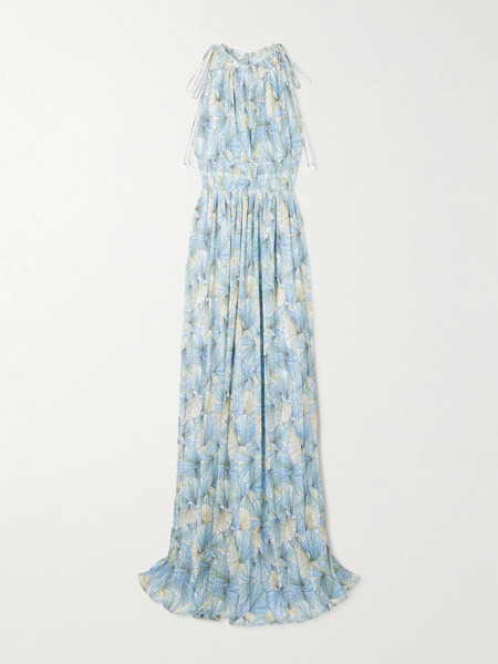  Veronica Beard Veronica Beard - Yardley Printed Plissé-chiffon Maxi Dress - Blue 