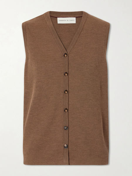  Veronica De Piante Veronica De Piante - Alice Merino Wool Cardigan Vest - Camel 