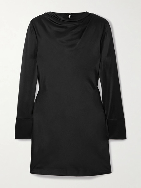  Veronica De Piante Veronica De Piante - Amal Draped Silk-blend Satin Mini Dress - Black 