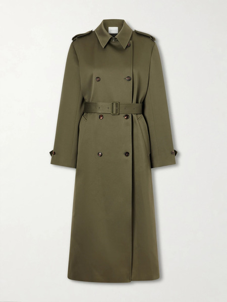  Veronica De Piante Veronica De Piante - Amara Double-breasted Belted Cotton Trench Coat - Dark Green 
