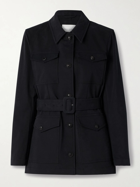  Veronica De Piante Veronica De Piante - Amelia Belted Cotton-blend Jacket - Navy 
