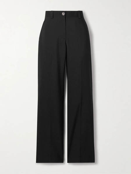  Veronica De Piante Veronica De Piante - Avery Grain De Poudre Wool Wide-leg Pants - Black 