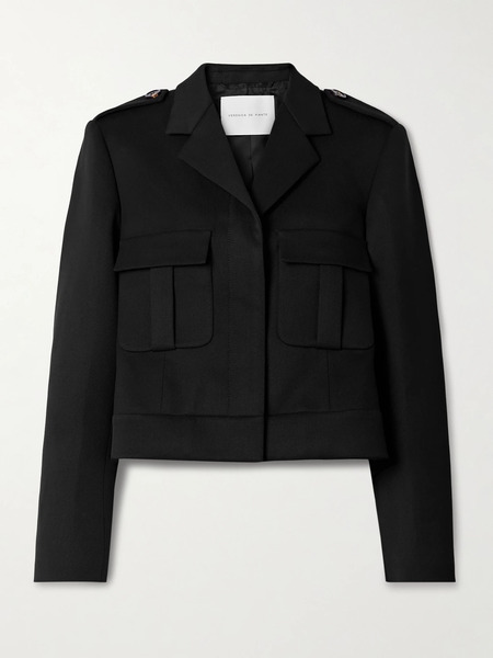  Veronica De Piante Veronica De Piante - Birdie Cropped Wool-blend Twill Jacket - Black 