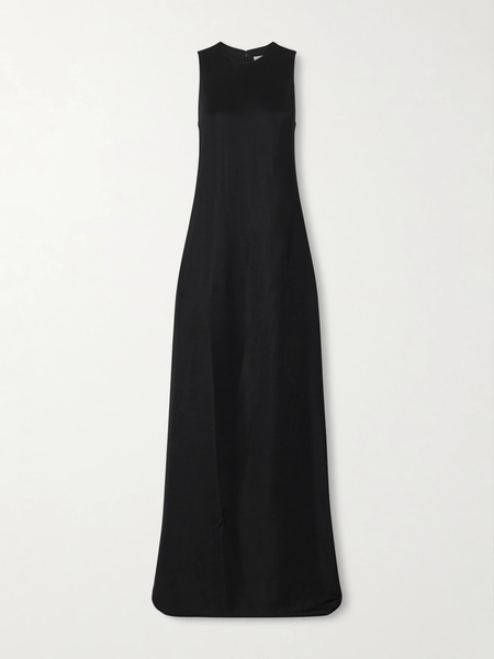  Veronica De Piante Veronica De Piante - Carmen Satin-jersey Maxi Dress - Black 