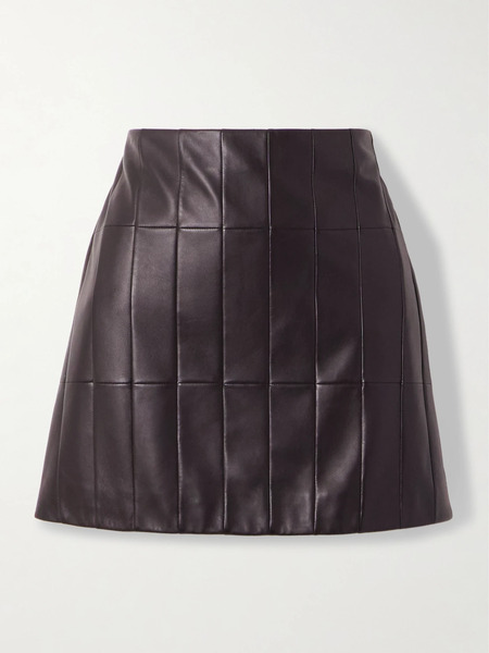  Veronica De Piante Veronica De Piante - Cecily Paneled Leather Mini Skirt - Chocolate 