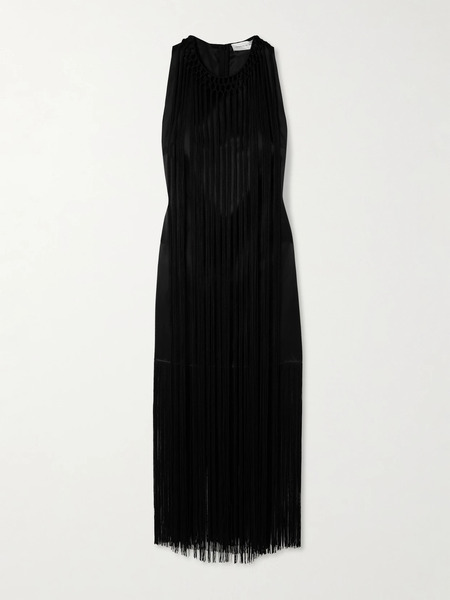  Veronica De Piante Veronica De Piante - Celeste Fringed Duchesse Silk-satin Mini Dress - Black 