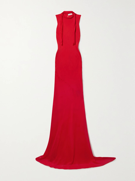  Veronica De Piante Veronica De Piante - Christy Wool And Silk-blend Georgette Gown - Red 