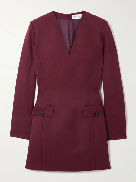  Veronica De Piante Veronica De Piante - Elsie Grain De Poudre Wool Mini Dress - Merlot 