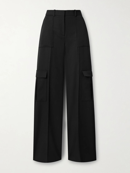  Veronica De Piante Veronica De Piante - Etta Grain De Poudre Wool Wide-leg Pants - Black 