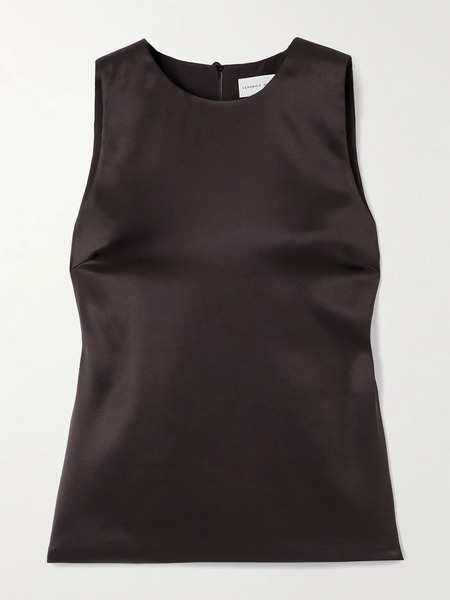  Veronica De Piante Veronica De Piante - Evie Silk-blend Satin Top - Chocolate 