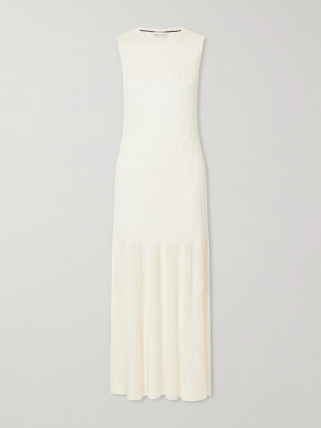 Veronica De Piante Veronica De Piante - Gabby Ribbed-knit Jersey Maxi Dress - Off-white 