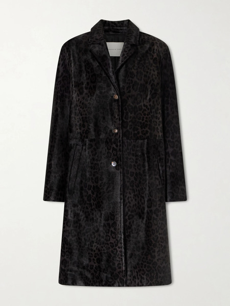  Veronica De Piante Veronica De Piante - Gabriele Leopard-print Calf Hair Coat - Dark Gray 