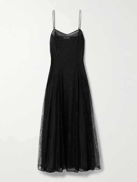 Veronica De Piante Veronica De Piante - Gigi Tulle-paneled Chantilly Lace Maxi Dress - Black 