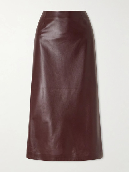  Veronica De Piante Veronica De Piante - Gisele Paneled Leather Midi Skirt - Burgundy 