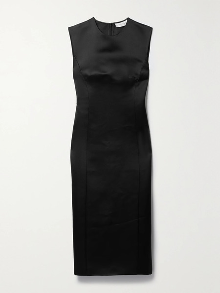  Veronica De Piante Veronica De Piante - Grace Duchesse Silk-satin Midi Dress - Black 
