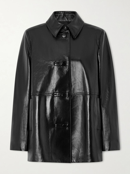  Veronica De Piante Veronica De Piante - Jess Paneled Glossed-leather Jacket - Black 