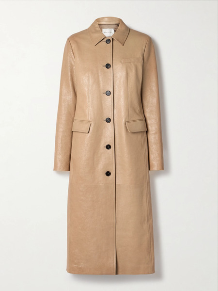  Veronica De Piante Veronica De Piante - Kate Textured-leather Coat - Beige 