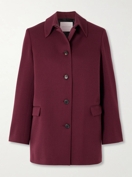  Veronica De Piante Veronica De Piante - Klara Wool-twill Jacket - Burgundy 