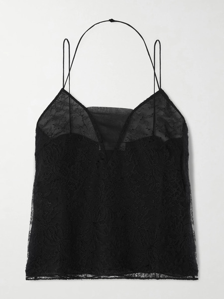  Veronica De Piante Veronica De Piante - Mariana Layered Lace And Silk-georgette And Camisole - Black 