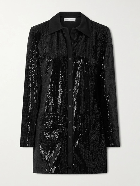  Veronica De Piante Veronica De Piante - Scarlet Sequined Satin-jersey Mini Dress - Black 