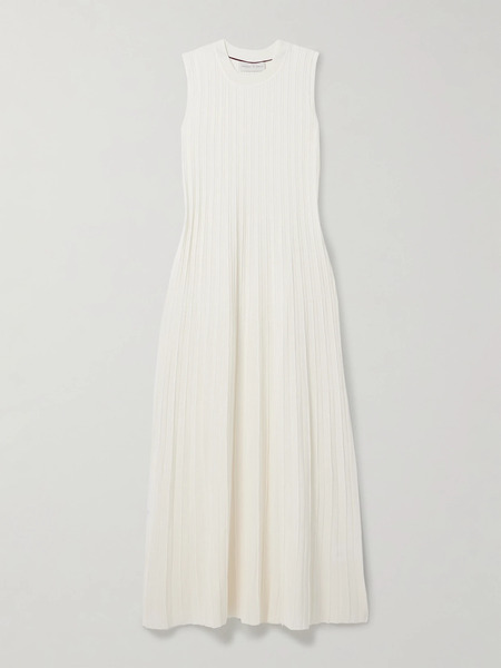  Veronica De Piante Veronica De Piante - Zeta Ribbed-knit Silk Midi Dress - Off-white 
