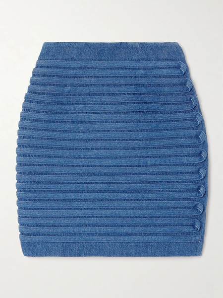  Versace Versace - Appliquéd Denim Mini Skirt - Blue 