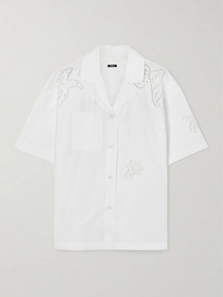  Versace Versace - Broderie Anglaise Cotton-poplin Shirt - White 
