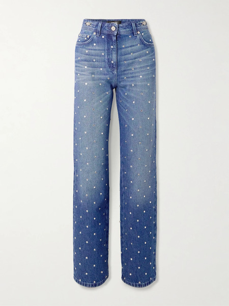  Versace Versace - Crystal-embellished Mid-rise Straight-leg Jeans - Blue 