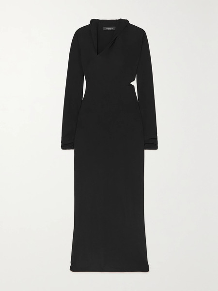  Versace Versace - Cutout Hooded Stretch-jersey Maxi Dress - Black 